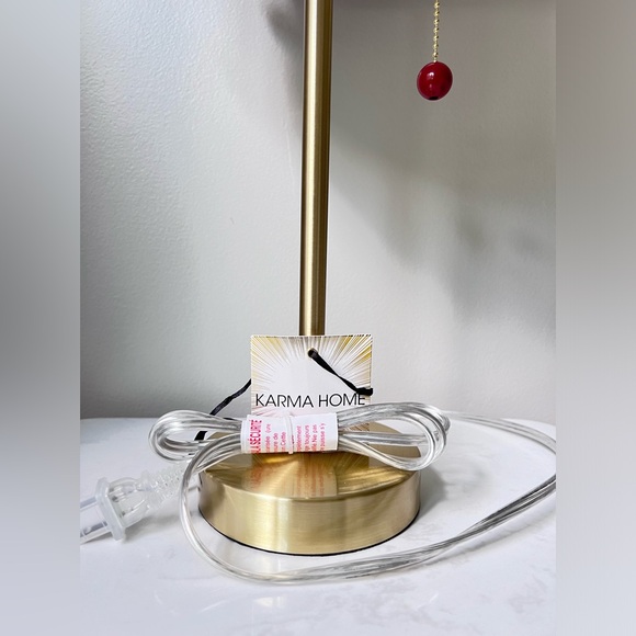 Karma Home Cherry Red Pom Pom Lamp Playful Festive Kitch Home Decor Lamp & Shade - Picture 7 of 10